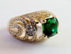 Hand-Made Emerald Rig in 14K Yellow Gold with Diamonds