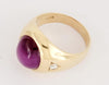 Hand-Made Ruby Ring in 14K Yellow Gold With Two Pcs Diamond