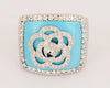 Hand-Made 18K White Gold Turquoise ring with Diamonds