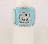 Hand-Made 18K White Gold Turquoise ring with Diamonds