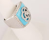 Hand-Made 18K White Gold Turquoise ring with Diamonds