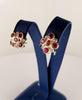 Hand Made Bermese Ruby Earrings with Diamonds in 18K Yellow Gold