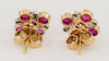 Hand Made Bermese Ruby Earrings with Diamonds in 18K Yellow Gold