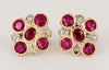 Hand Made Bermese Ruby Earrings with Diamonds in 18K Yellow Gold