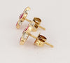 Hand Made Bermese Ruby Earrings with Diamonds in 18K Yellow Gold