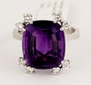 Unbranded Amethyst Ring in 18K White Gold with Diamonds