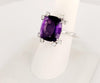 Unbranded Amethyst Ring in 18K White Gold with Diamonds