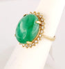 Nine carats Jade Ring with Diamonds set in 14K Yellow Gold