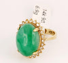 Nine carats Jade Ring with Diamonds set in 14K Yellow Gold