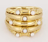 Vintage David Yurman 5 Row Cable Pearl Ring 18K Yellow Gold Multi Row