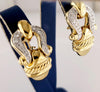 David Yurman Buckle 18K Yellow Gold Diamond Earrings Vintage