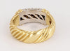 David Yurman Metro Cable Ring Size 6.75 Pave Diamond 8mm Wide Band 18K Gold