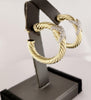 David Yurman Petite X Hoop Earrings in 14K Yellow Gold with Pave Diamonds