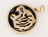 Tiger Round Pendant  14k Yellow Gold with Diamonds