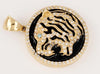 Tiger Round Pendant  14k Yellow Gold with Diamonds