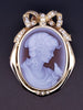 Antique Cameo 14K Gold 585 diamonds brooch/pendant