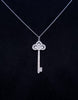 Tiffany & Co PLT Fleur de Lis  Key Necklace Diamonds Pendant Charm Chain 16''