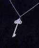 Tiffany & Co PLT Fleur de Lis  Key Necklace Diamonds Pendant Charm Chain 16''