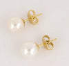 Tiffany & Co. 7.8mm White Akoya Pearl Stud Earrings 18K Yellow Gold