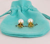 Tiffany & Co. 7.8mm White Akoya Pearl Stud Earrings 18K Yellow Gold