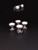 Custom Made Mother of Pearl 14k White Gold Cufflinks and Stud Buttons Set