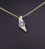 Star of David on Israel  Pendant in 14K Yellow Gold with Diamonds Enamel 18''