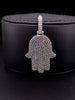 Hamsa hand pendant 14K White Gold 3.00 ct  diamonds