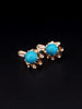 Soviet 14k Gold Turquoise Flower Earrings