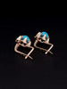 Soviet 14k Gold Turquoise Flower Earrings