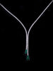 14k White Gold Columbian Emeralds with Diamonds Chain Necklace 20"