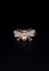 Bee Insect 14k Gold Brooch with Ruby and Pearl
