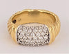 David Yurman Metro Cable Ring Size 6.75 Pave Diamond 8mm Wide Band 18K Gold