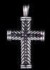 Chevron Cross Pendant Sterling Silver with Black Diamonds