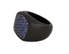 David Yurman  Black Titanium Blue Diamond Streamline Signet Ring