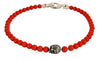 Memento Mori Skull Station Bracelet Sterling Silver with Red Onyx, 4mm