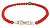 Memento Mori Skull Station Bracelet Sterling Silver with Red Onyx, 4mm