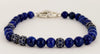 Spiritual Beads Bracelet Sterling Silver with Lapis and Pave Sapphires, 6mm