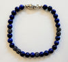 Spiritual Beads Bracelet Sterling Silver with Lapis and Pave Sapphires, 6mm