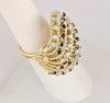 Women Vintage Cluster  Ring in 18K Yellow Gold with Sapphire and Diamonds