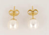 Tiffany & Co. 7.8mm White Akoya Pearl Stud Earrings 18K Yellow Gold