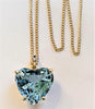 Hand-Made Chain Pendant with  Aqua Blue Topaz  in 14K yellow Gold