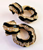 David Webb 18K Yellow Gold & Black Enamel Diamond Clip-On Earrings