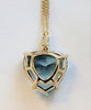 Hand-Made Chain Pendant with  Aqua Blue Topaz  in 14K yellow Gold