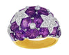 Impressive Amethyst Two Tone Ring with Diamonds