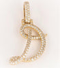 Hand Made "D" Letter Pendant in 14K yellow Gold with Diamonds