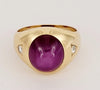 Hand-Made Ruby Ring in 14K Yellow Gold With Two Pcs Diamond