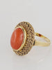 Antique Honeycomb Natural Coral Ring Set in 18K Yellow Gold