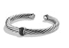 David Yurman Sterling Silver Black Diamond Cable Classics Station Bracelet 7mm